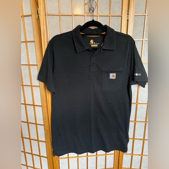 Carhartt Other - Carhartt Force Black  Relaxed Fit Polo Shirt, with collar,  Pocket Logo Size M
